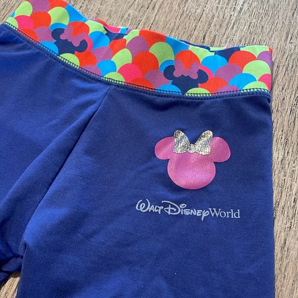 Disney Parks‎ Blue Cropped Leggings with Multicolor Waistband Girls S